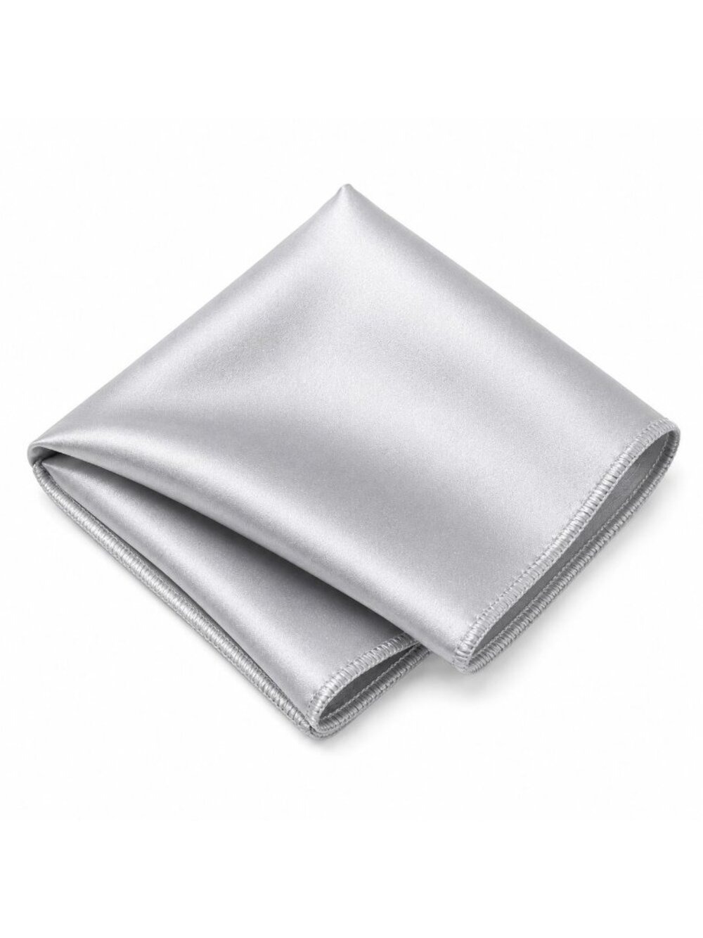 Mens Silver Satin Pocket Square 9x9 Handkerchief Formal